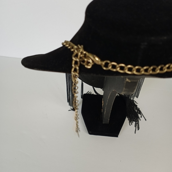 etc! Statement Womens Necklace Gold Black Chain Tiered, Formal Tasseled Fringed - Picture 4 of 6